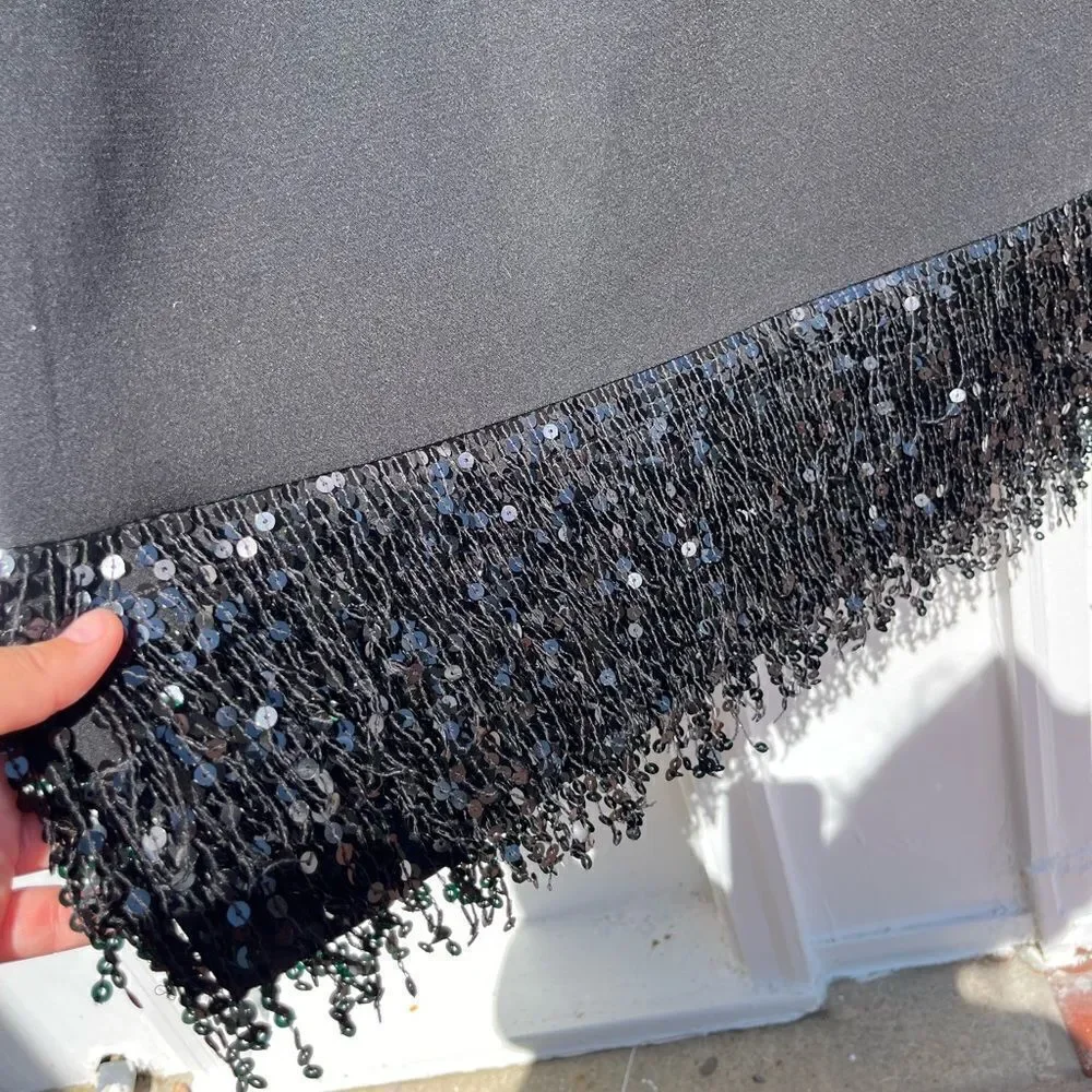 Kate Spade Sequin Beaded Fringe Hem Shift Dress